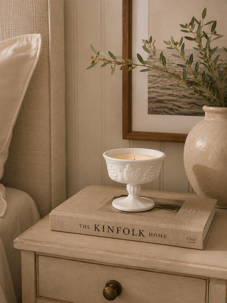 Vintage Milk Glass Soy Candle