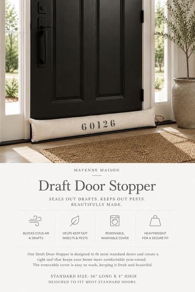 Weighted Door Draft Stopper - Removable Washable Cover