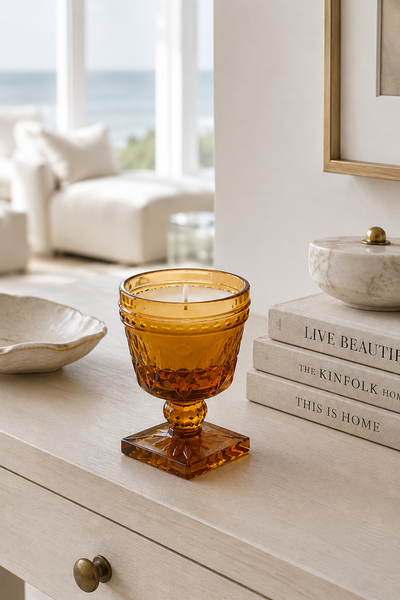 Amber Heirloom Glass Candle