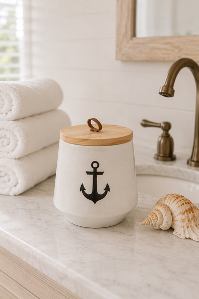 Black Anchor Ceramic Soy Candle
