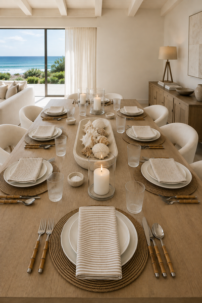 Earth Tone Striped Dinner Napkins