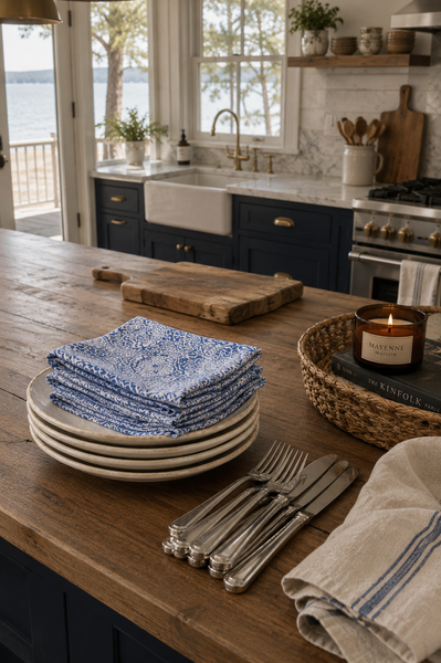 Modern Mediterranean Blue Dinner Napkins