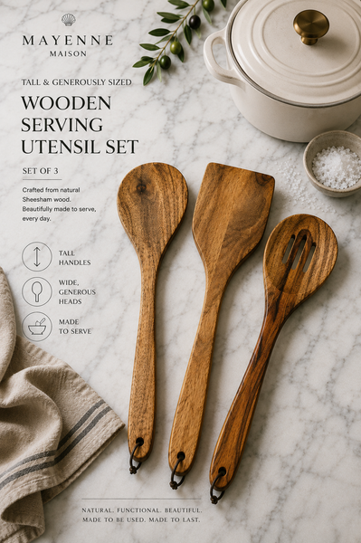 3 Piece Wood Serving Utensil Set