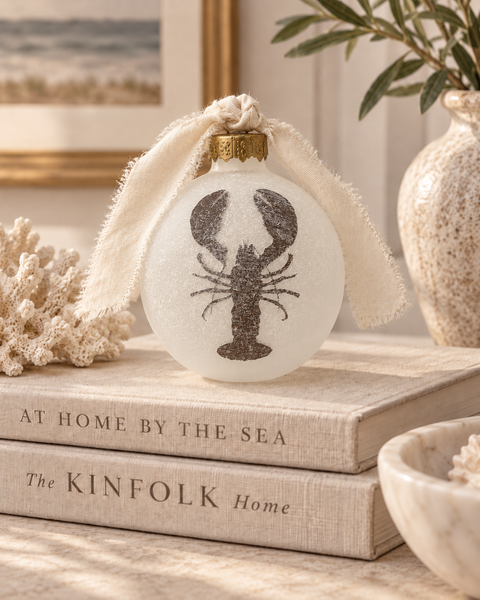 Hand-faded frosted glass lobster ornament