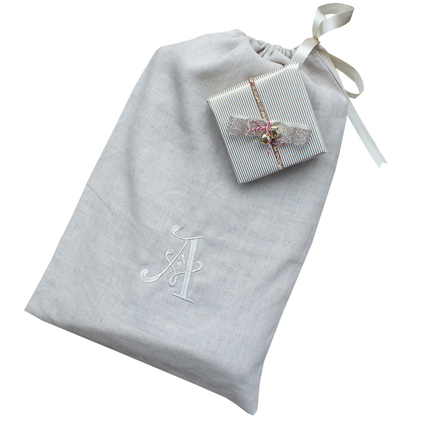 Pure Linen Monogram Lingerie Bag