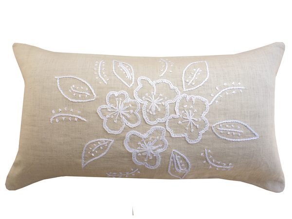 Riviera Hand Embroidered Linen Pillow