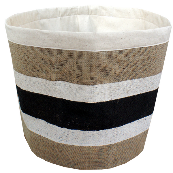 St Barts Burlap Storage Bin-Flat Edge