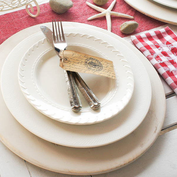 Weathered White Washed Wood Charger