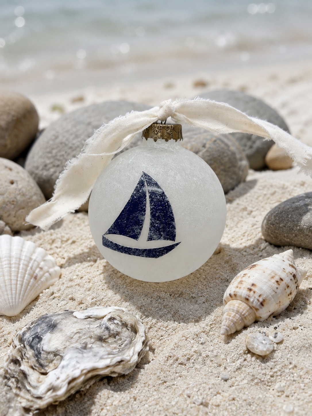 Nautical Sea Glass Ball Ornament