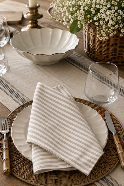 Earth Tone Striped Dinner Napkins