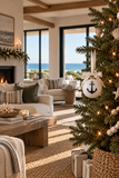 Anchor Ceramic Ball Ornament