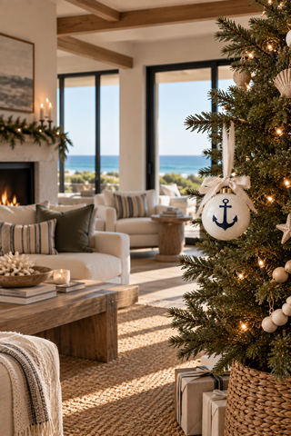 Anchor Ceramic Ball Ornament
