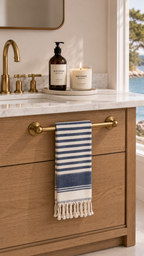 Modern Mediterranean Blue Stripe  Peshtamal Towel