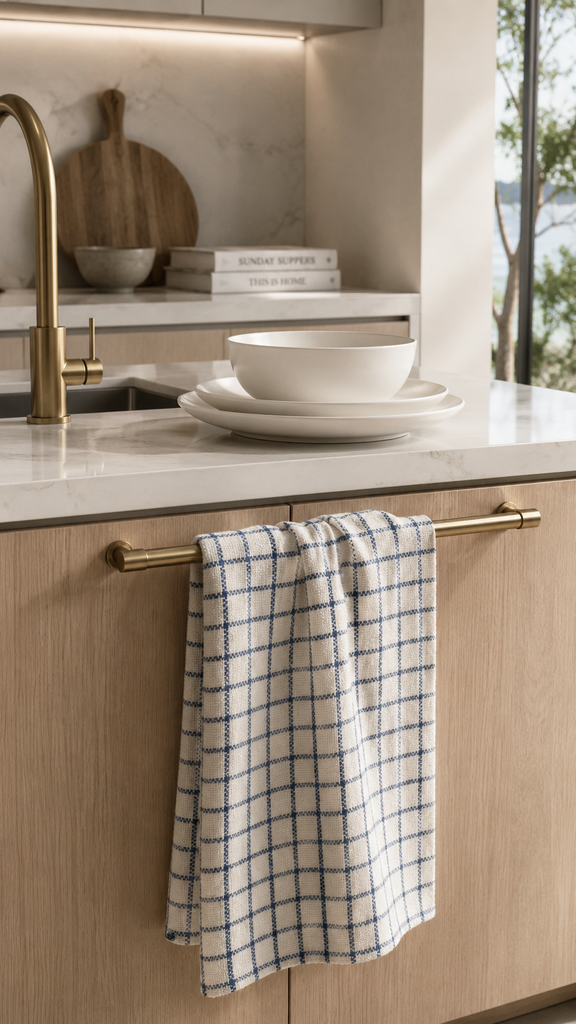 Coastal Blue Windowpane Towel
