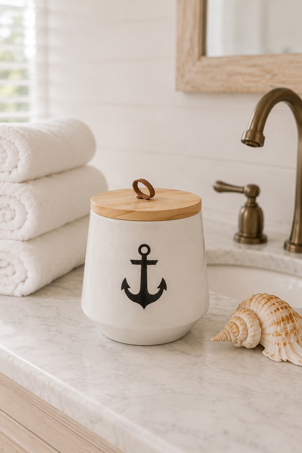 Black anchor ceramic soy candle