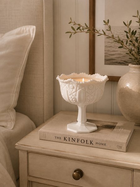 Vintage Milk Glass Soy Candle