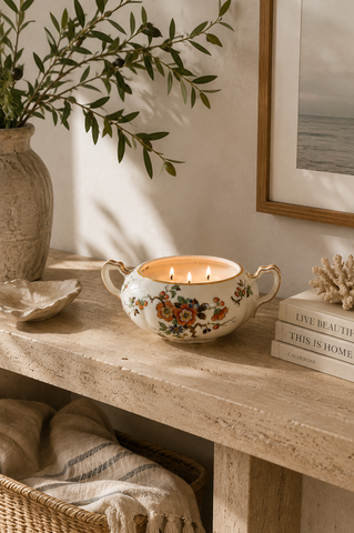 Amber Glass Three Wick Soy Candle