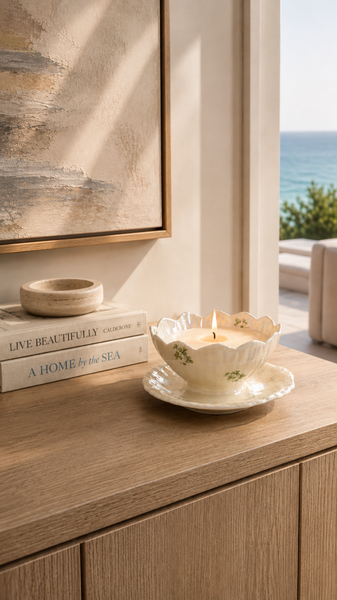 Vintage Porcelain Bowl Soy Candle
