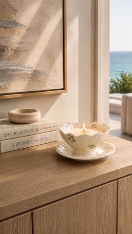 Vintage Porcelain Bowl Soy Candle