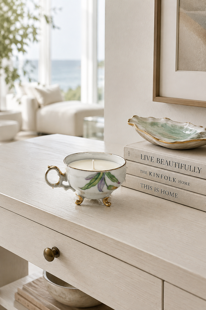 Vintage Footed Porcelain Teacup Soy Candle
