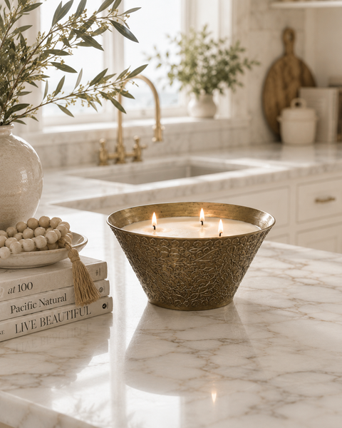 Embossed Brass Soy Candle