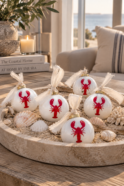 Lobster Ceramic Ball Ornament