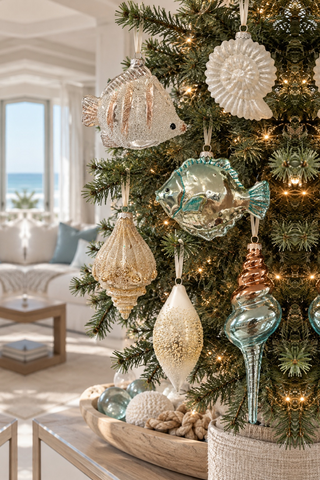 Hand-Faded Nautical Frosted Glass Ornament
