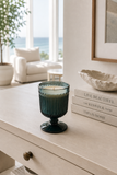 Emerald Ribbed Glass Candle