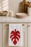 Coastal Monstera Hand Painted Towel