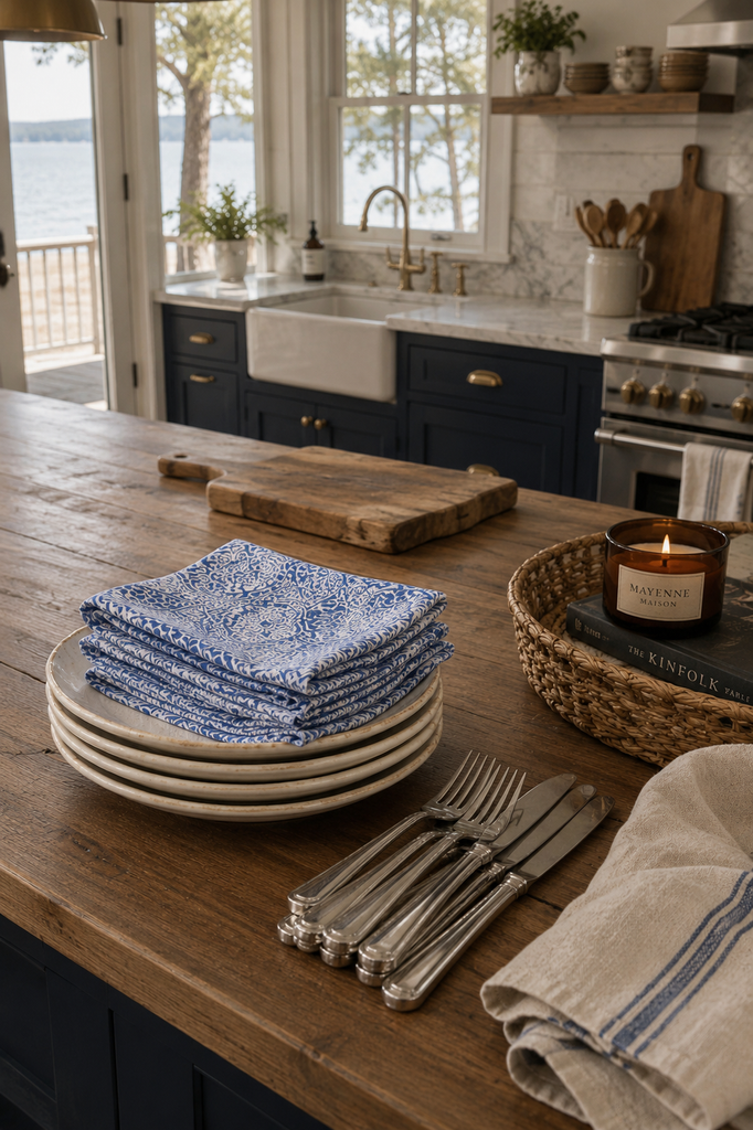 Modern Mediterranean Blue Dinner Napkins