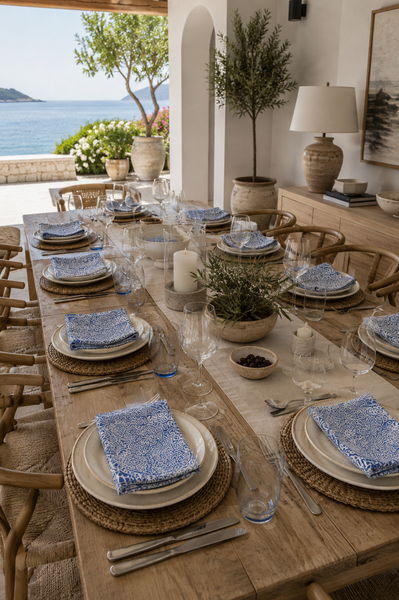Modern Mediterranean Blue Dinner Napkins