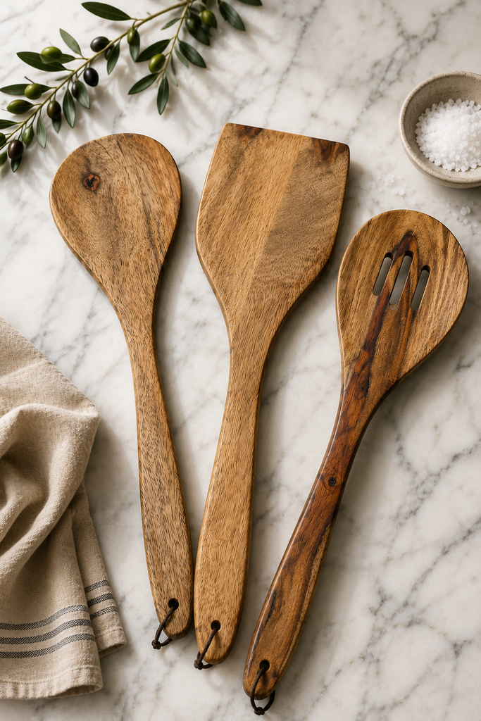 3 Piece  Wood Serving Utensil Set