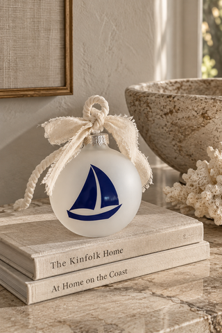Frosted Glass Sailboat Holiday Ornament