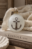 Hand-faded frosted glass anchor ornament