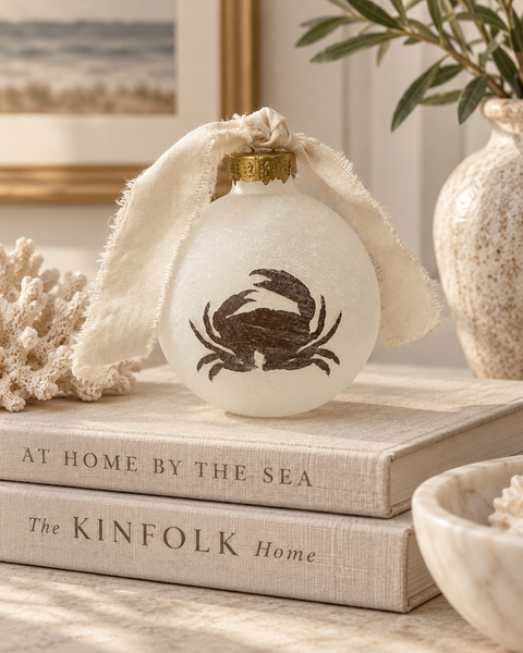 Hand-faded frosted glass crab ornament