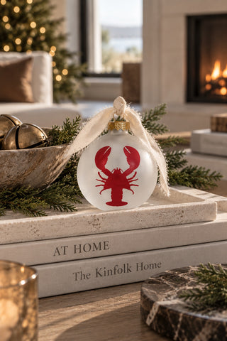 Frosted Glass Lobster Holiday Ornament