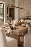 Mayenne Maison custom light oak dining table styled in a modern neutral dining room