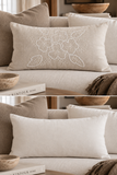 Mayenne Maison embroidered lumbar pillow with white back