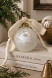 Mayenne Maison handcrafted pearlescent white blush crab glass ornament