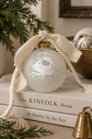 Handcrafted Pearlescent Crab Glass Ornament