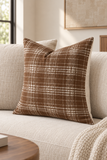 Mayenne Maison tobacco brown plaid decorative pillow 18 x 18