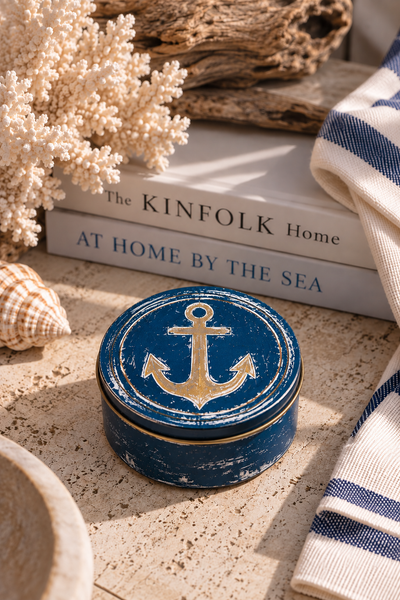 Weathered Navy Anchor Mini Tin Soy Candle