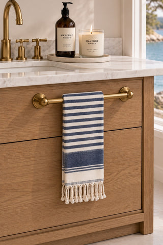 Modern Mediterranean Blue Stripe  Peshtamal Towel