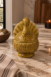 Vintage ceramic turkey candle container closed