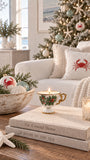 One-of-a-kind vintage holly footed porcelain cup candle