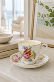 Vintage multicolor floral teacup and saucer soy candle
