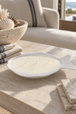 White fish shaped ceramic three wick sandalwood soy candle