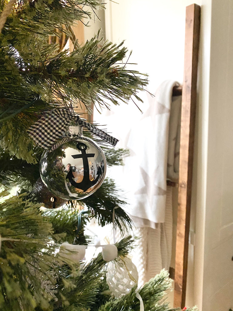 Nautical Silver Glass Ball Ornament