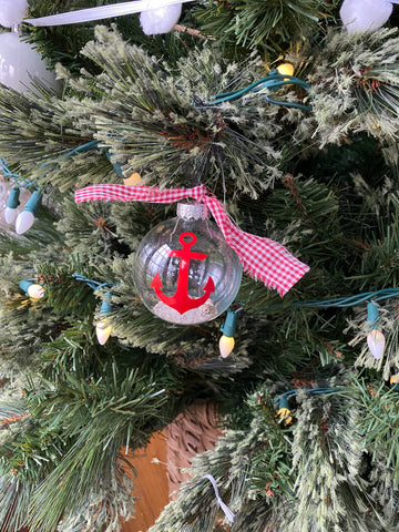 Nautical Glass Sand Filled Ball Ornament
