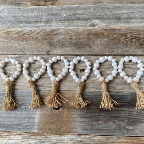 Farmhouse Style  Napkin Rings With Jute Tassel